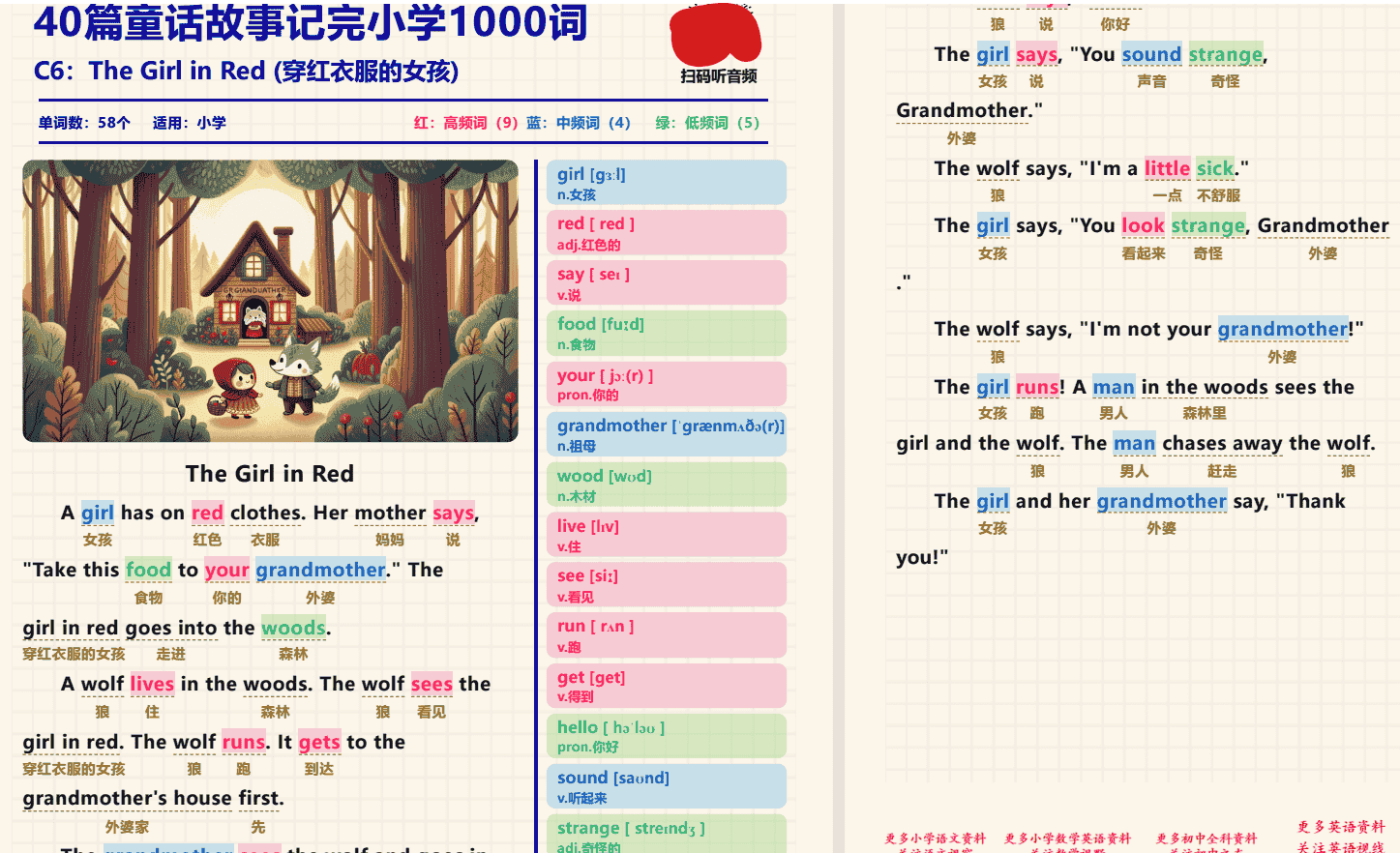 40篇童话故事记完小学1000核心词汇 MP3/PDF  101MB