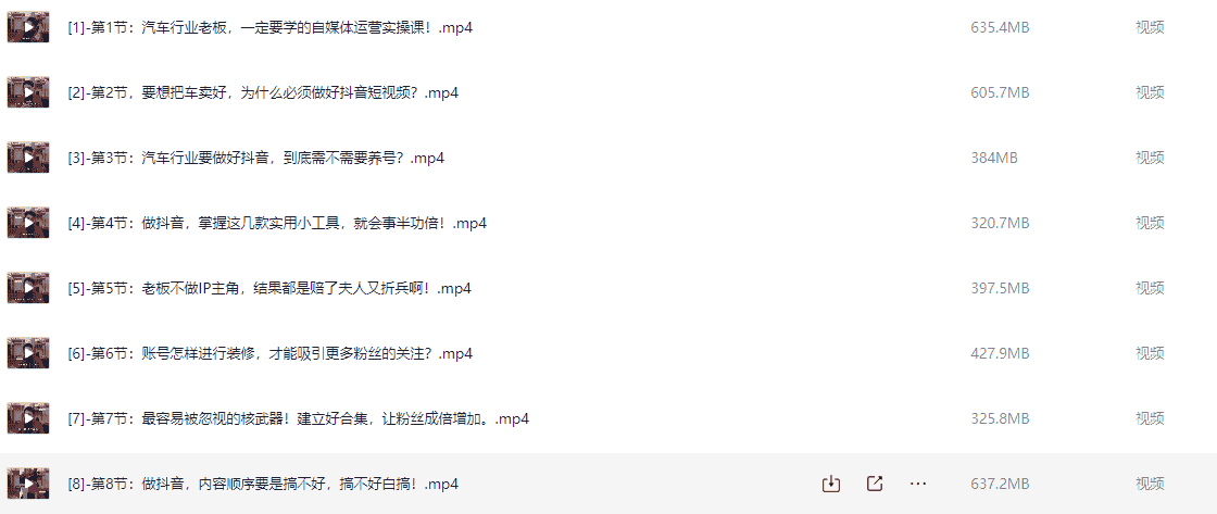汽车自媒体运营实操课汽车新媒体二手车短视频汽车短视频运营教程【11.1GB】