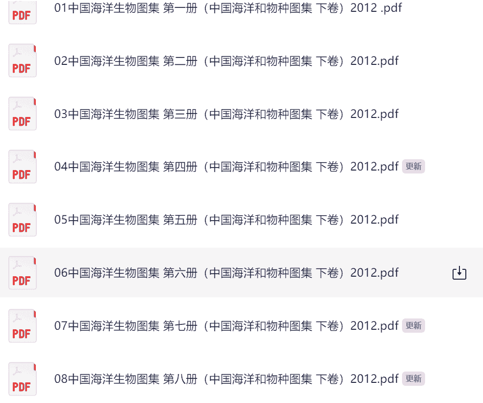 中国海洋生物图集 合集 全八册（中国海洋和物种图集 下卷）2012 pdf 920.7mb